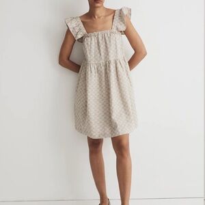 Madewell Flutter-Sleeve Square-Neck Mini
Dress in Striped Jacquard